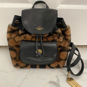 Coach X Jennifer Lopez Pennie Backpack 22 In Signature Shearling